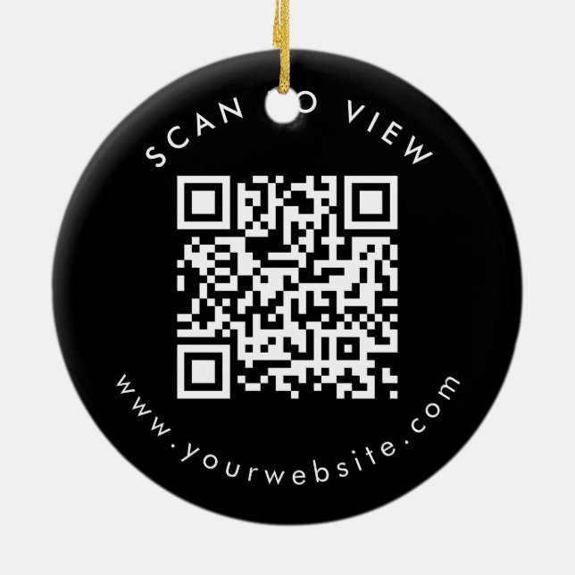 Personalized Business QR Code Website Christmas Ceramic Ornament (Back)