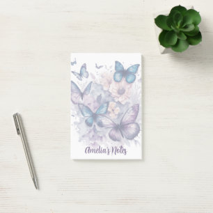 Personalized Butterflies Purple Name Girl Post-it Notes