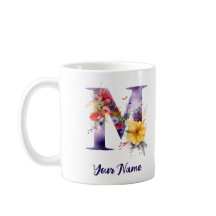 Personalized Butterfly and Flowers  Letter "M"