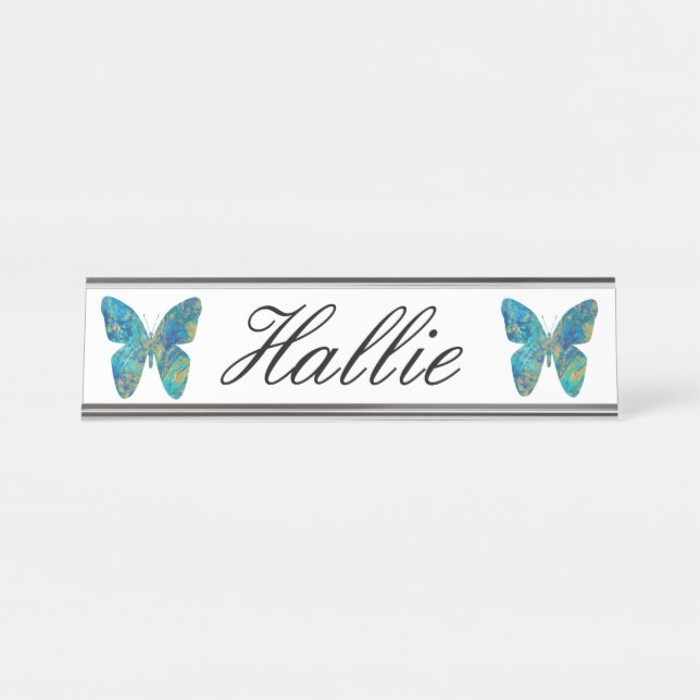 Personalized  Butterfly Desk Name Plate (Front)
