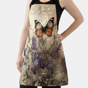 Personalized Butterfly Lavender Vintage Design Apron