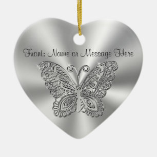 Personalized Butterfly Ornament, 2 Sided Your Text Ceramic Ornament