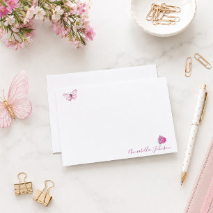 Personalized Butterfly Thank You Note Cards