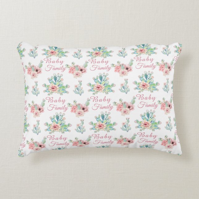 Personalized Cacti Floral Decorative Cushion (Front)