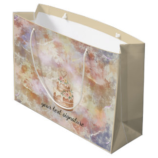 Personalized Cake Shop Gift Bag - Pink & Beige Bak