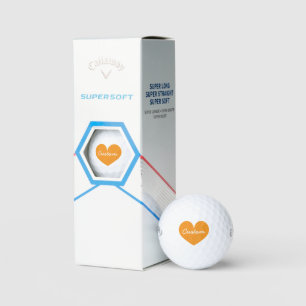 Personalized Callaway golf balls with orange heart