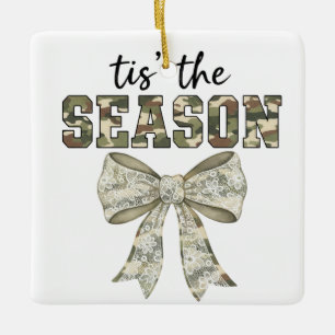Personalized Camo "Tis the Season" Photo Ceramic Ornament