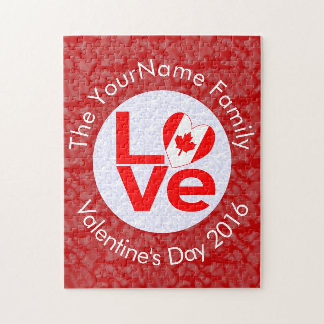 Personalized Canadian Red LOVE Flag Jigsaw Puzzle (Vertical)