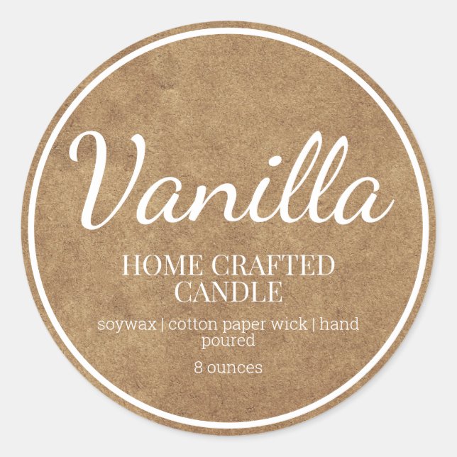 Personalized Candle Label Kraft Background Sticker (Front)
