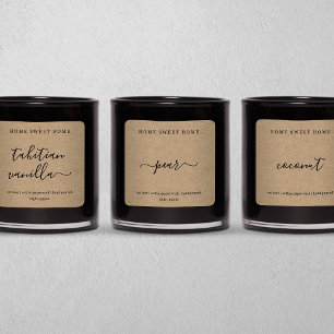 Personalized Candle Label Kraft Background Sticker