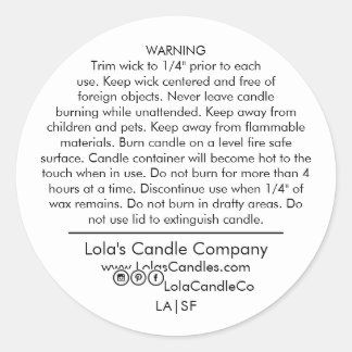 PERSONALIZED CANDLE WARNING LABEL STICKER
