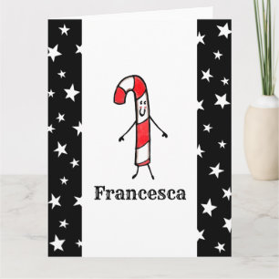 Personalized Candy Cane Christmas Card