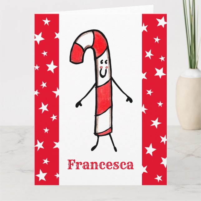 Personalized Candy Cane Christmas Card (Front)