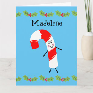 Personalized Candy Cane Christmas Card
