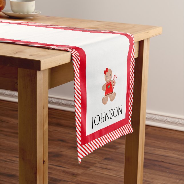 Personalized Candy Cane Christmas Table Runner (In Situ)