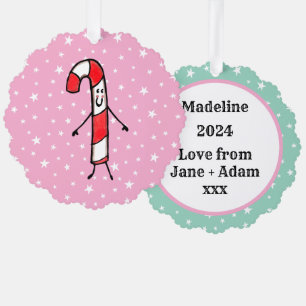 Personalized Candy Cane Christmas Tree Decoration Card