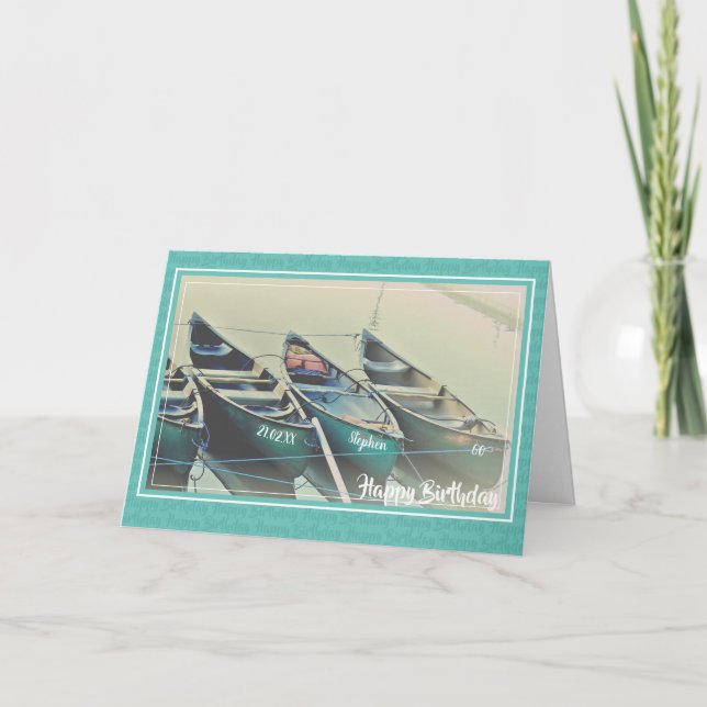 Personalized canoe birthday card any age (Front)