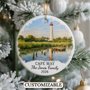 Personalized Cape May Ornament, Custom New Jersey Ceramic Ornament