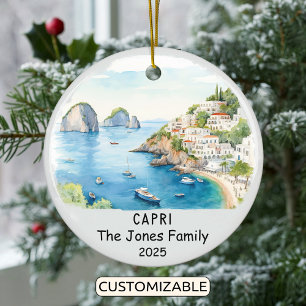 Personalized Capri Ornament, Italy Ceramic Ornament