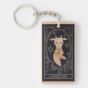 Personalized Capricorn Zodiac Sign Black Vinatge Key Ring