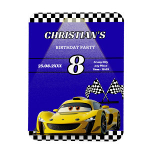 Personalized Car Boys Birthday Party Invitation  Magnet