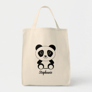 Personalized Cartoon Panda Bear Tote Bag