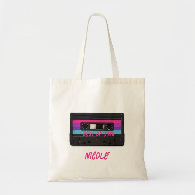 Personalized Cassette Tape Tote Custom Name & Year Bag (Front)