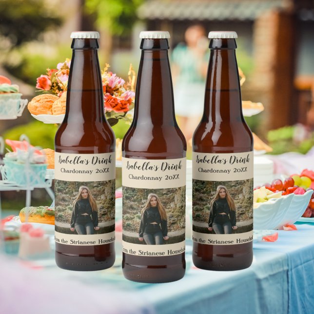 Personalized Casual Tan Photo Country Fall  Wine Label (Creator Uploaded)