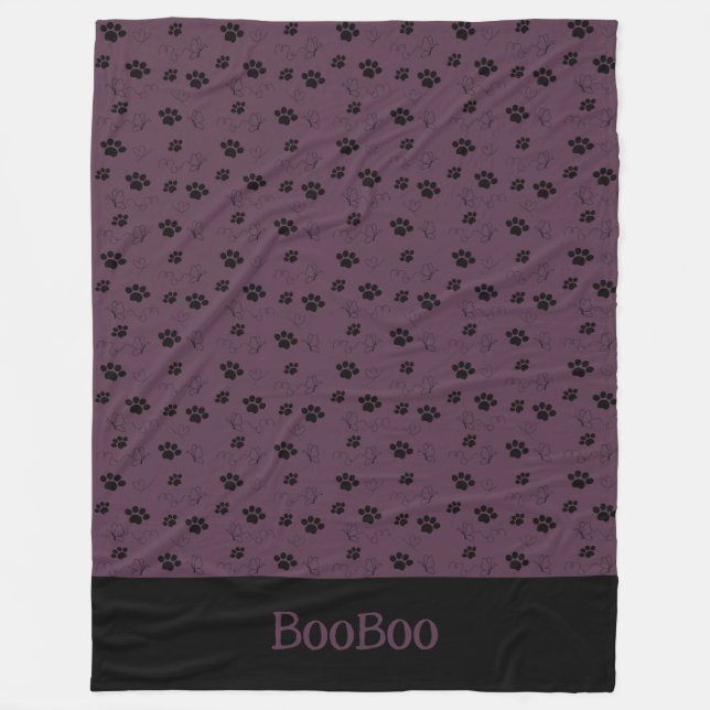 Personalized Cat Blanket Paws Name Italian Plum (Front)