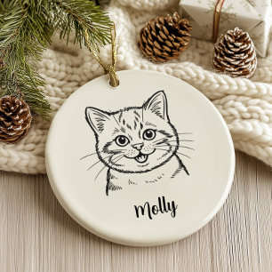 Personalized Cat Christmas Ceramic Ornament