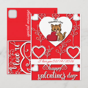 Personalized Cat Gifts for Valentines Day Love Holiday Postcard