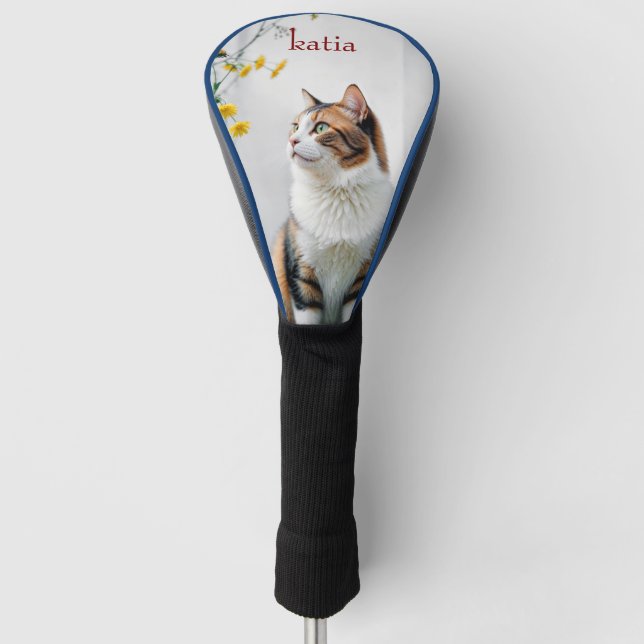 Personalized Cat Golf  Custom Pet Name Cute Cat De Head Cover (Front)