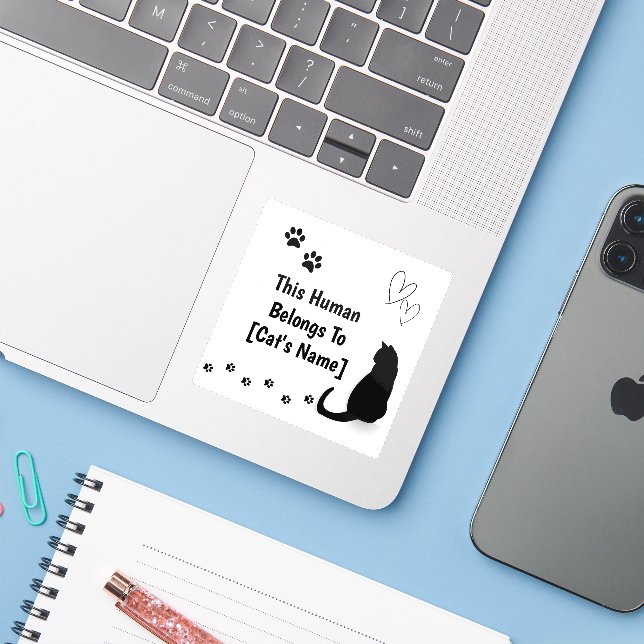 Personalized Cat Lover Laptop Sticker (Laptop w/ iPhone)