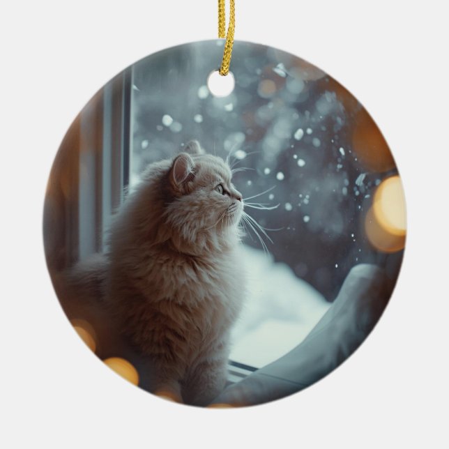Personalized Cat Photo Christmas Ornament  (Front)