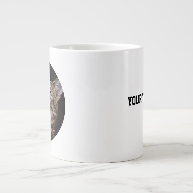 Personalized Cat Photo with Text | Custom Gift Large Coffee Mug (Front)