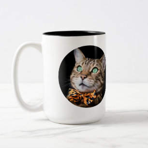 Personalized Cat Photo with Text Custom Gift Two-Tone Coffee Mug