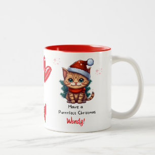 Personalized Cat Themed Christmas Mug