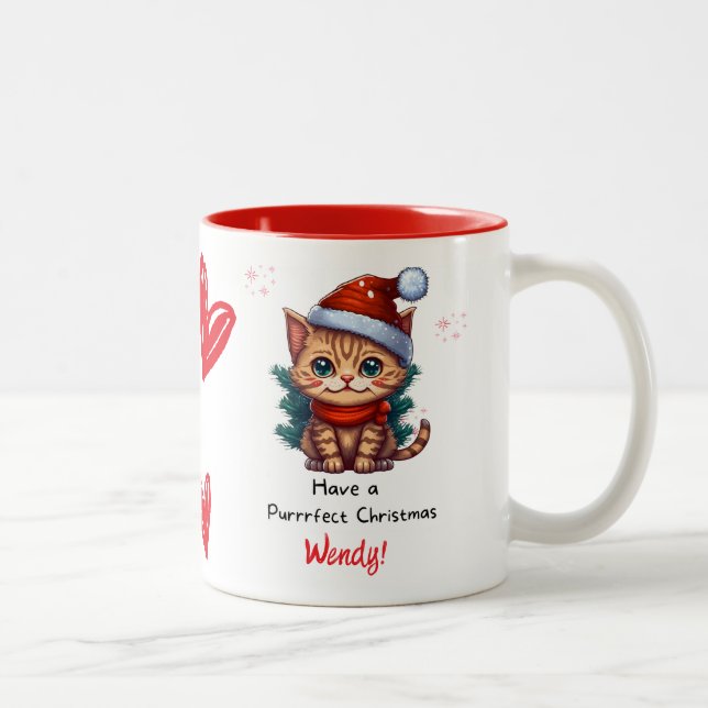 Personalized Cat Themed Christmas Mug (Right)