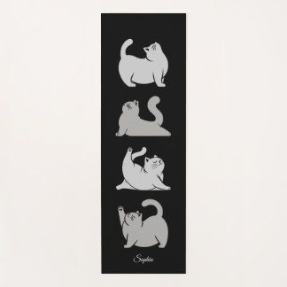 Personalized Cat Yoga Mat, Custom Name Gym Mat