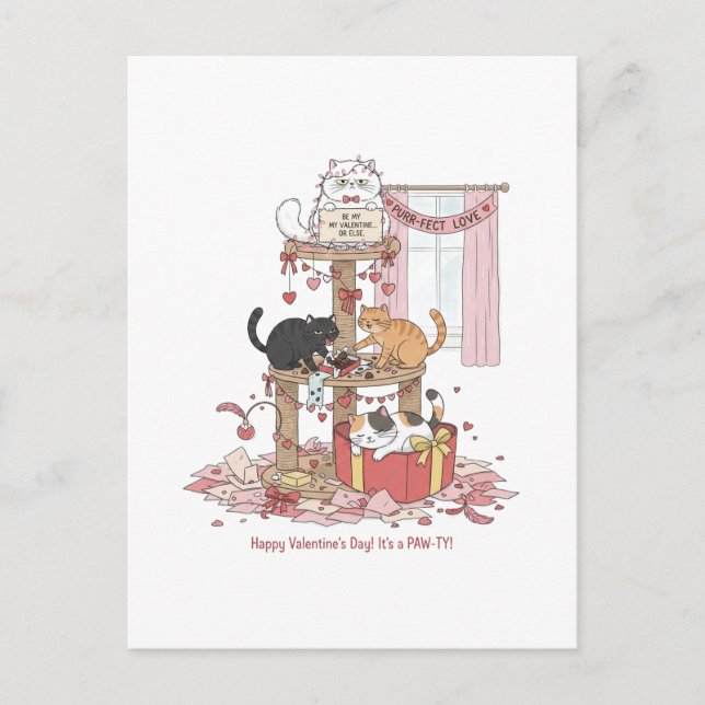 Personalized Cat's Meow Valentine's Day Postcard (Front)