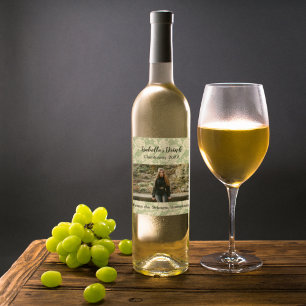 Personalized Causal Green Photo Country Wine Label