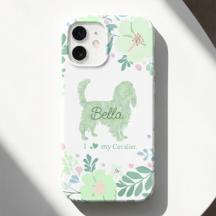 Personalized Cavalier - Mint Green Floral iPhone 16 Case