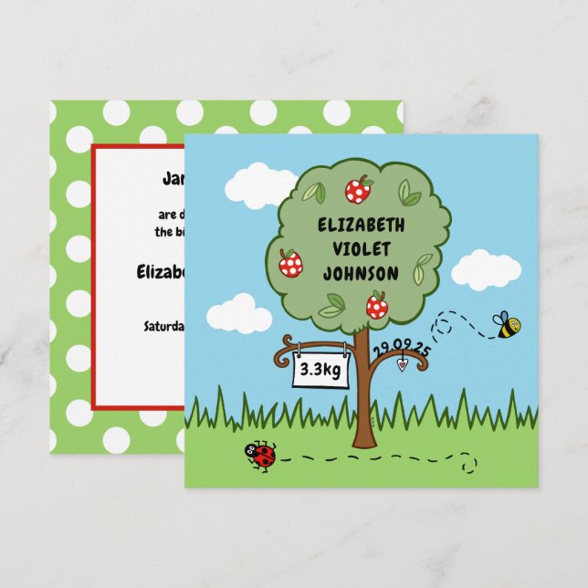 Personalized Celebration Tree Birth Announcement (Front/Back)