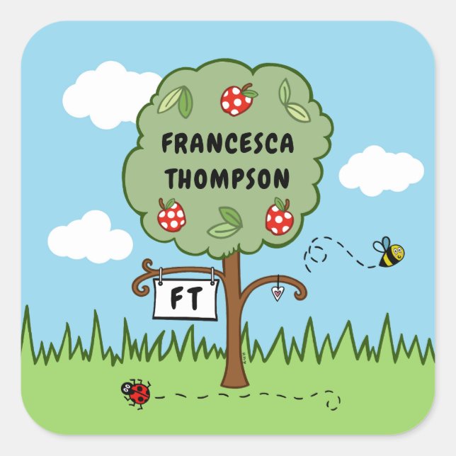 Personalized Celebration Tree Kid's  Square Sticker (Front)