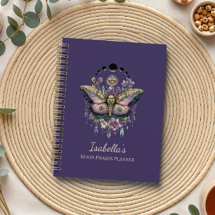 Personalized Celestial Moth & Moon Phases Witchy Planner