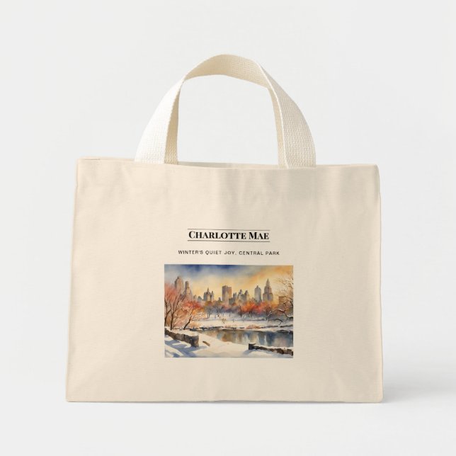 Personalized Central Park Snow Scene Tote Bag (Front)