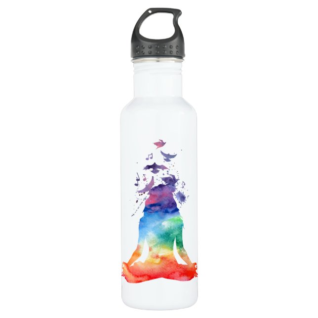 PERSONALIZED CHAKRA LOTUS YOGA WATER BOTTLE (Front)