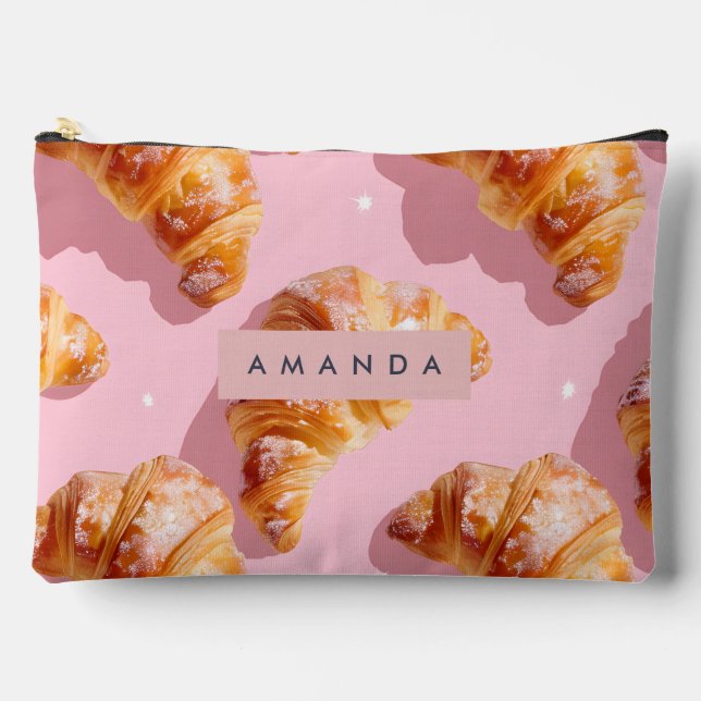 Personalized Charming Croissant Delight Accessory Pouch (Front)