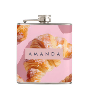 Personalized Charming Croissant Delight Hip Flask