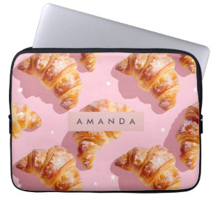 Personalized Charming Croissant Delight Laptop Sleeve